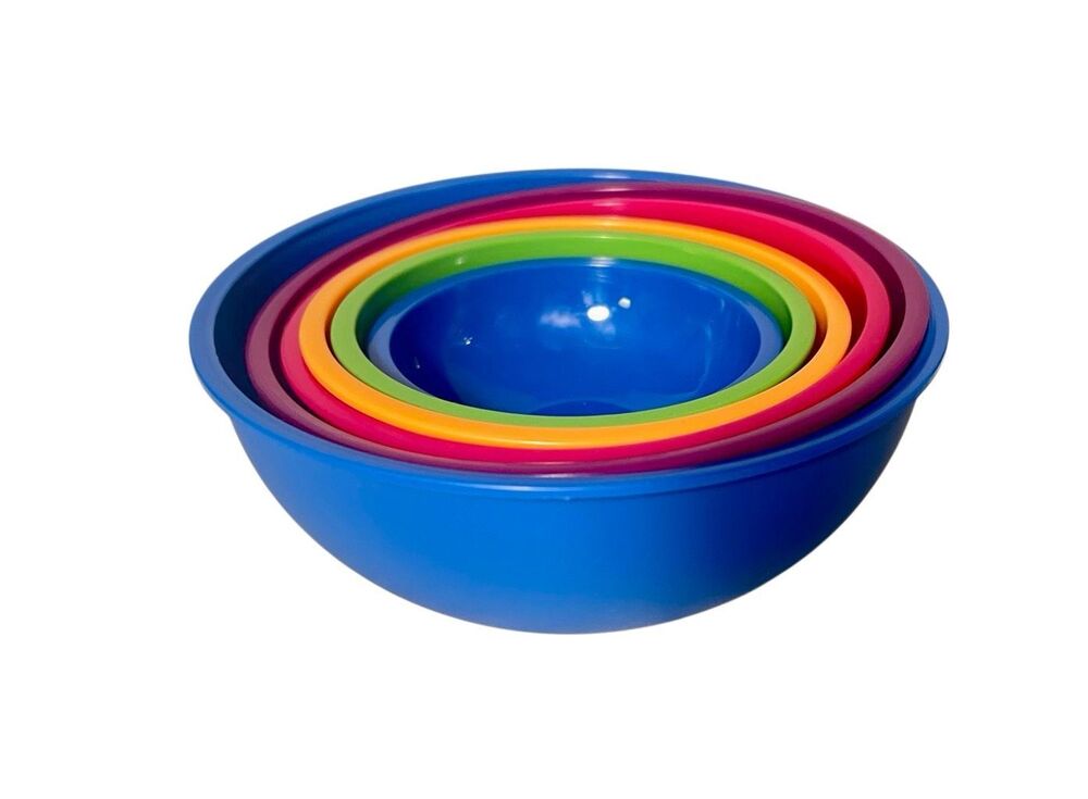 Reo 6-Piece Pinch & Measure Bowls, Space Saving Nesting Design Bright Rainbow